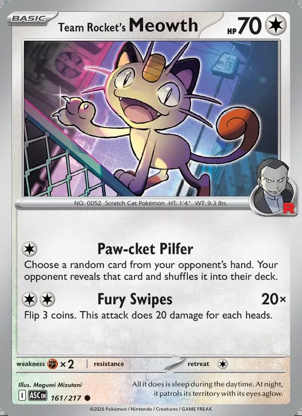Meowth del Team Rocket — Héroes Ascendentes #161