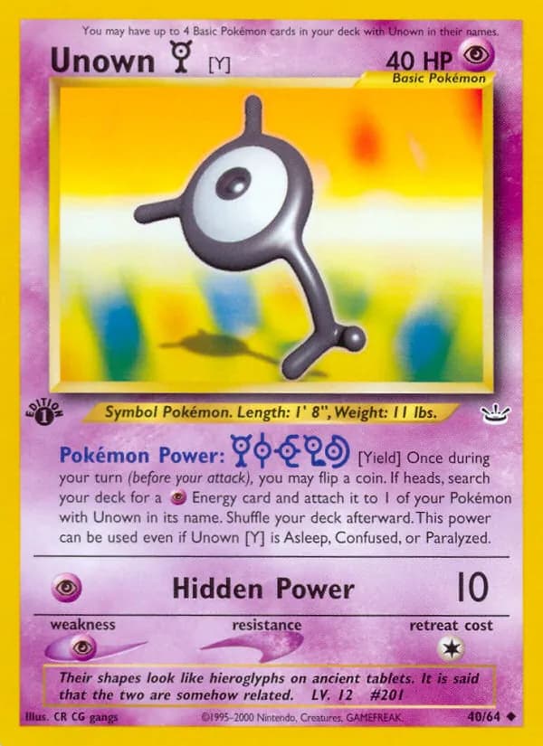 Unown [Y] — Neo Revelation #40