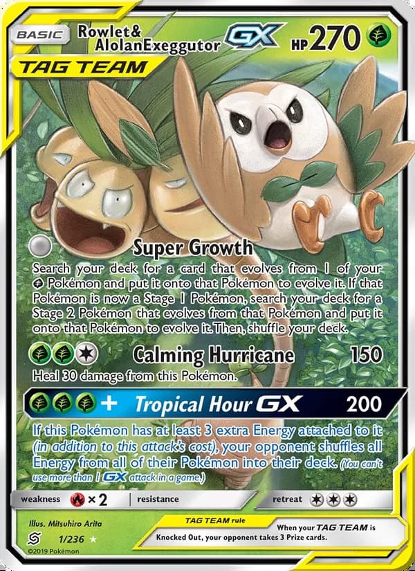 Rowlet & Alolan Exeggutor GX — Unified Minds #1