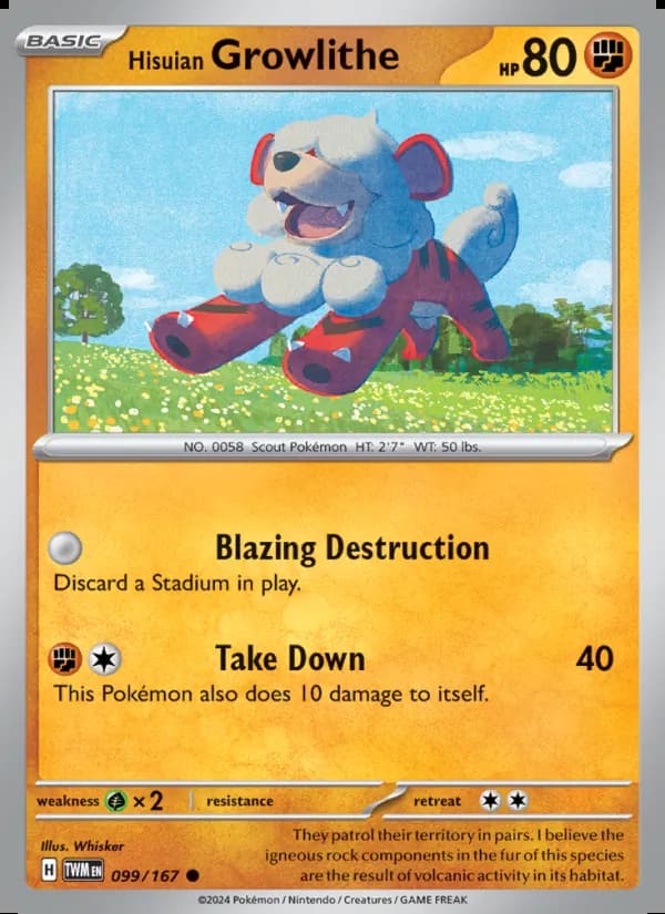 Growlithe de Hisui — Mascarada Crepuscular #099