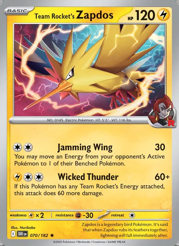 Zapdos del Team Rocket — Rivales Predestinados #070