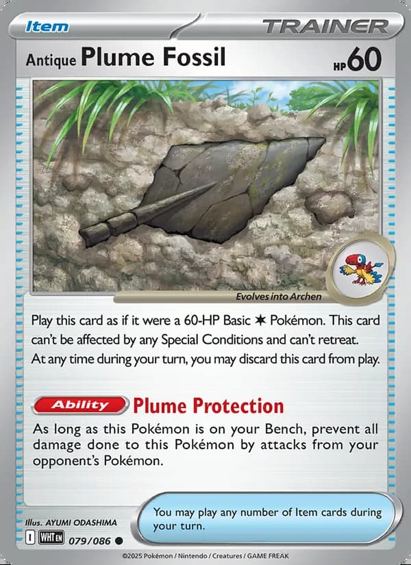 Antique Plume Fossil — White Flare #079