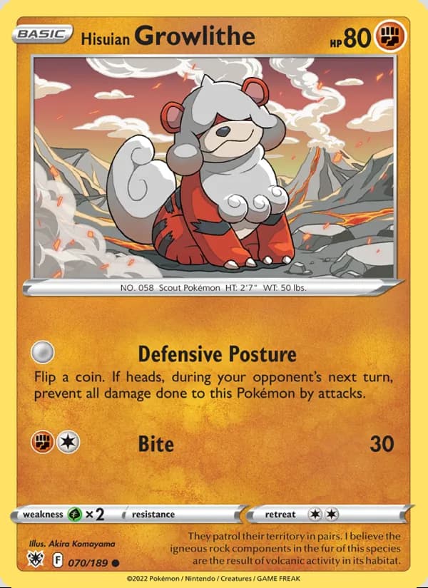 Growlithe de Hisui — Resplandor Astral #070
