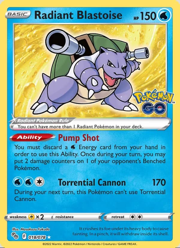 Radiant Blastoise — Pokémon GO #018