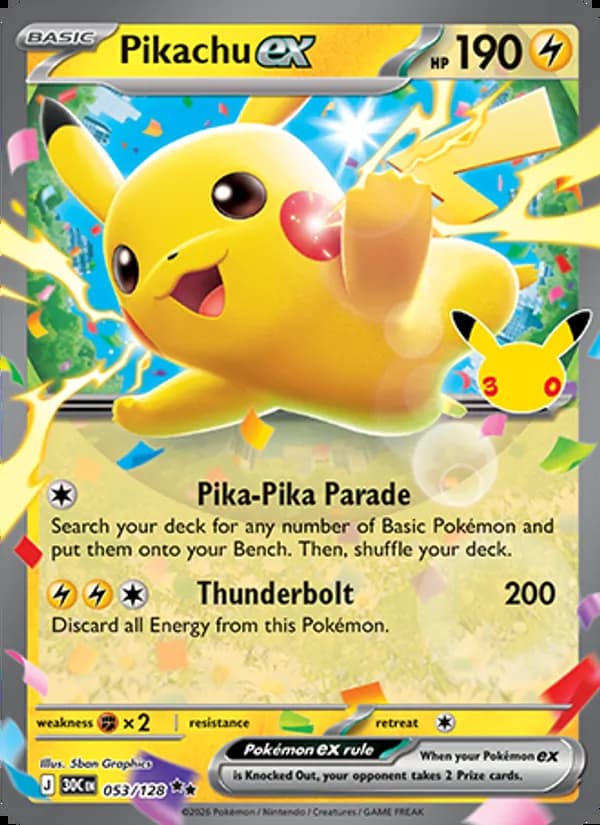 Pikachu ex — 30th Celebration #053