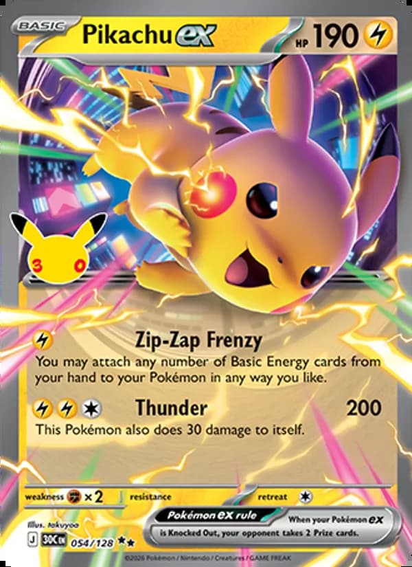 Pikachu ex — 30th Celebration #054