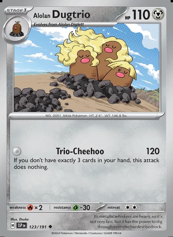 Dugtrio de Alola — Chispas Fulgurantes #123